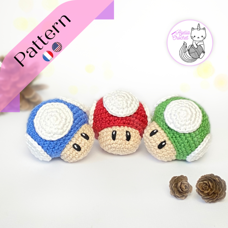 Mario champignon power up crochet pattern Super Mario Bros