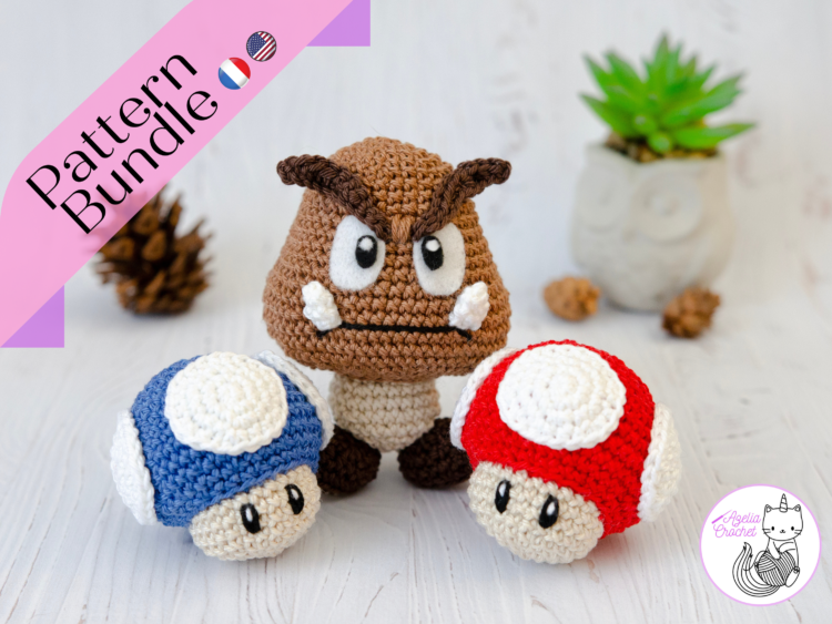 goomba Mario Bros mushroom crochet pattern power ups